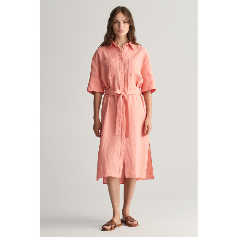 ŠATY GANT REL LINEN SS SHIRT DRESS růžová 32