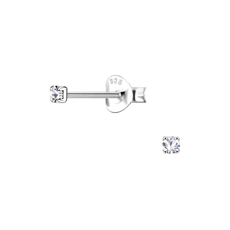 SYLVIENE Stříbrné náušnice s Krystalem 2 mm 91614811