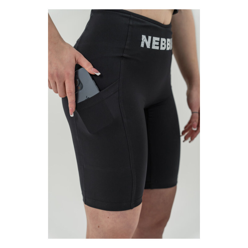 NEBBIA Barbell Therapy Cyklistické šortky s vysokým pasem 10″ GYM THERAPY 628 Black