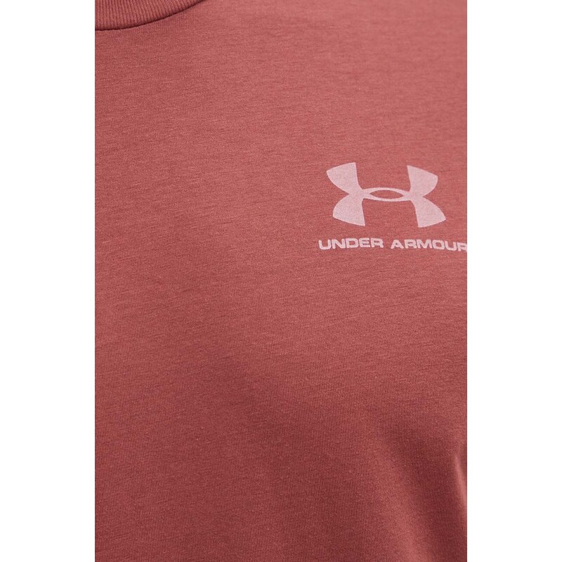 Tričko Under Armour vínová barva, s potiskem, 1326799