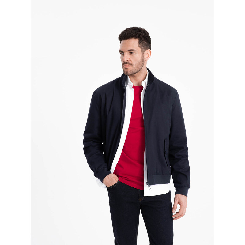 Ombre Men's quilted bagged jacket - navy blue