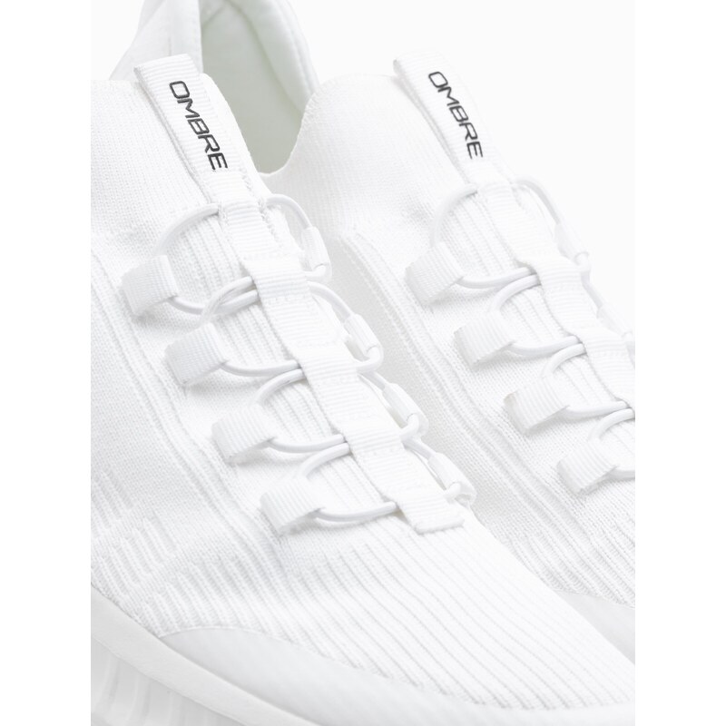 Ombre Men's ankle sneakers in combined materials - white and beige