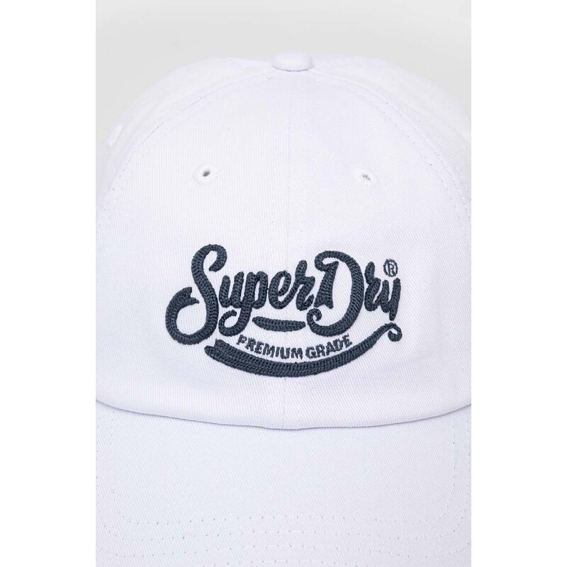 Bavlněná baseballová čepice Superdry bílá barva, s aplikací