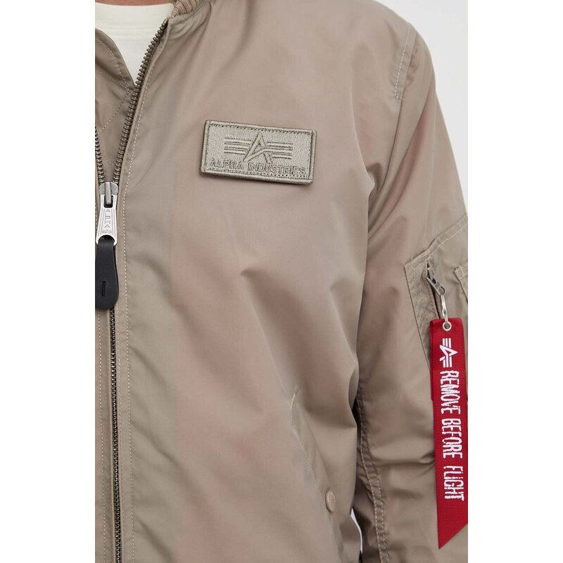 Bunda Alpha Industries MA-1 TT Hood pánská, béžová barva, přechodná