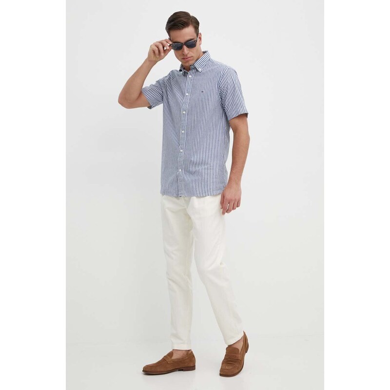 Košile z kašmírové směsi Tommy Hilfiger regular, s límečkem button-down