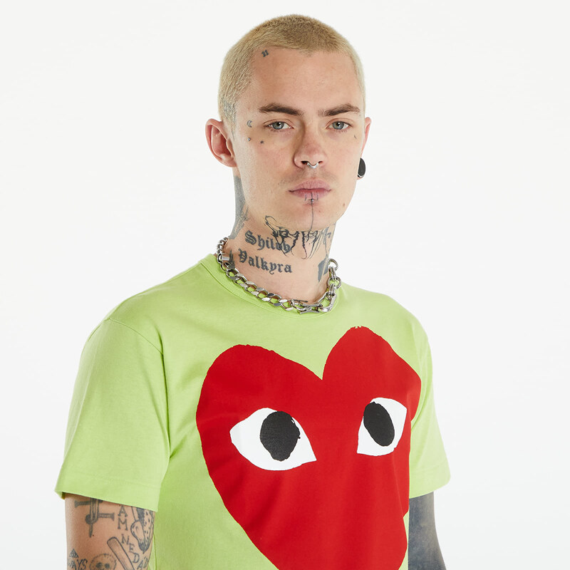 Comme des Garçons PLAY Short Sleeve Logo Print T-Shirt UNISEX Green