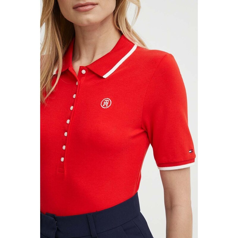 Polo tričko Tommy Hilfiger červená barva