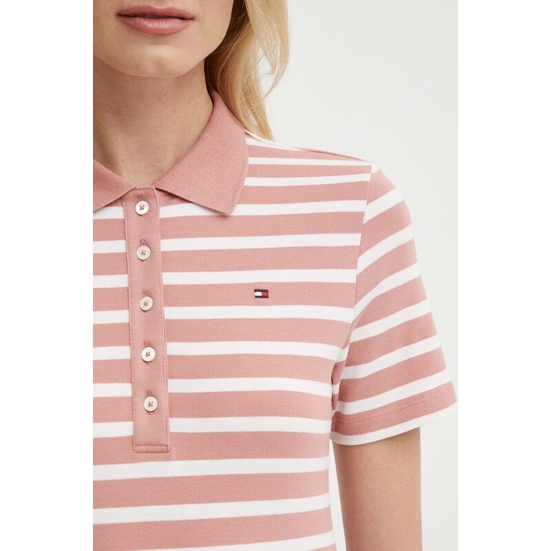 Polo tričko Tommy Hilfiger růžová barva