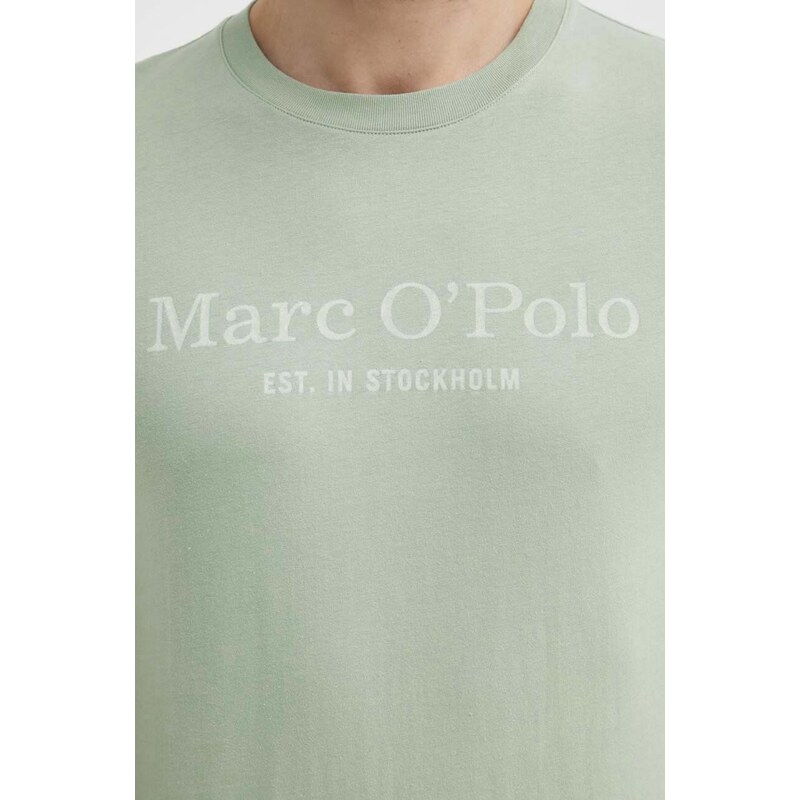 Bavlněné tričko Marc O'Polo zelená barva, s potiskem