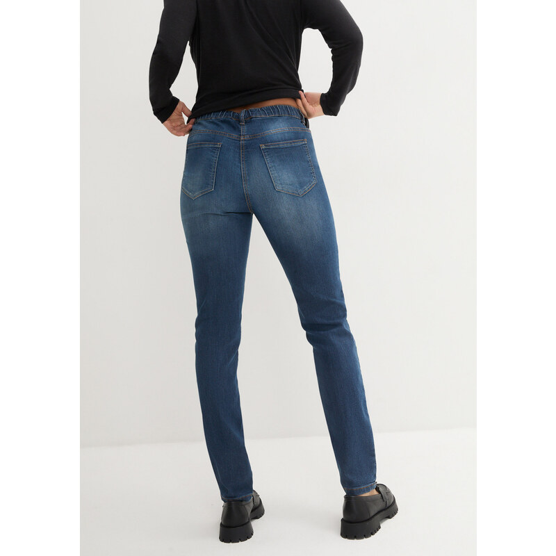 bonprix Džínové jeggings s pohodlnou pasovkou Skinny Modrá