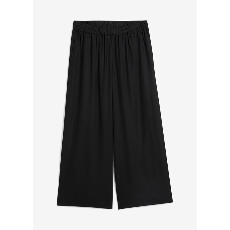 bonprix Viskózové Culotte kalhoty, zkrácené Černá