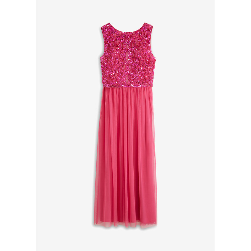 bonprix Dlouhé šaty s korálky Pink