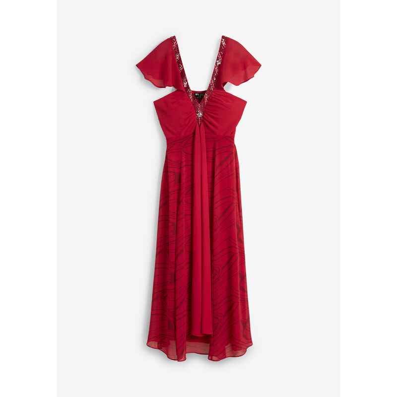 bonprix Večerní šaty s pajetkami Červená