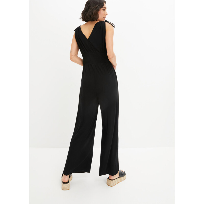 bonprix Žerzejový jumpsuit Černá