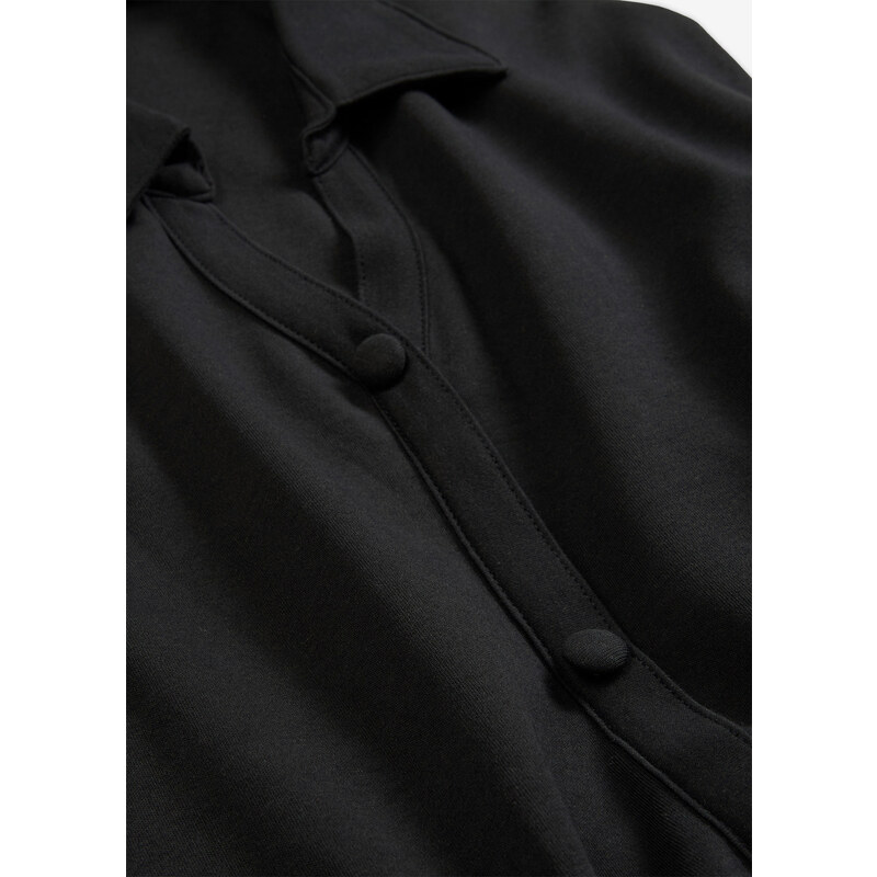 bonprix Bavlněné košilové šaty v délce midi Černá