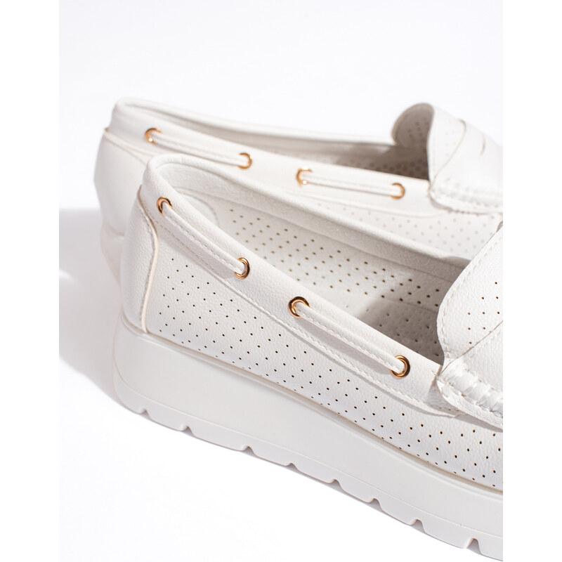 GOODIN Stylish white women's loafers