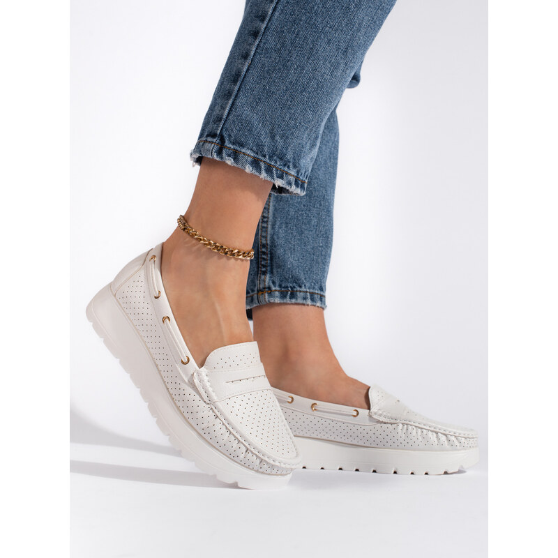 GOODIN Stylish white women's loafers