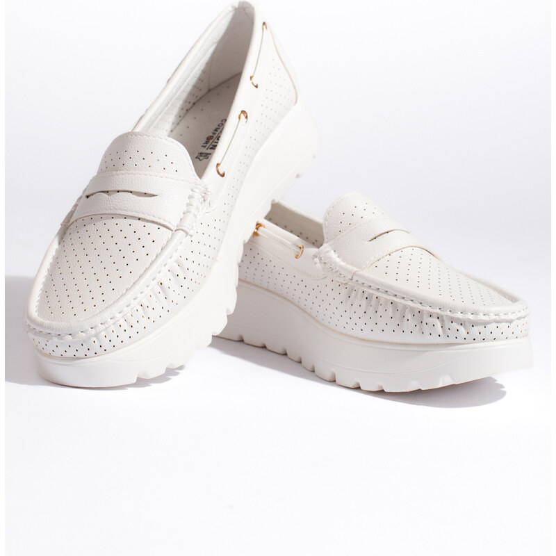 GOODIN Stylish white women's loafers