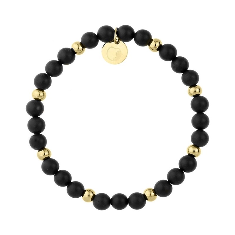 Manoki Korálkový náramek Cecilia Gold - černý onyx, chirurgická ocel 91649147