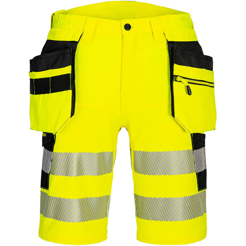 PortWest DX446 - DX4 Hi-Vis Holster kraťasy žlutá/černá - 30