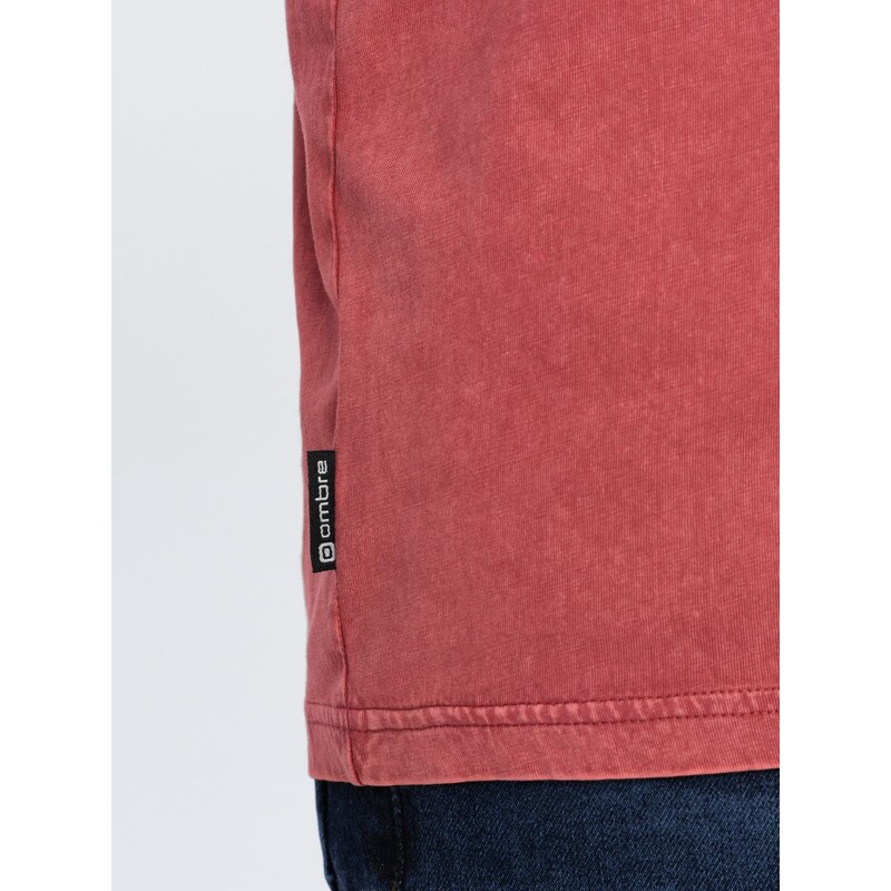 Ombre Clothing Pánské pratelné tričko s dlouhým rukávem a kulatým výstřihem - Brick Grey V3 OM-LSWL-0103