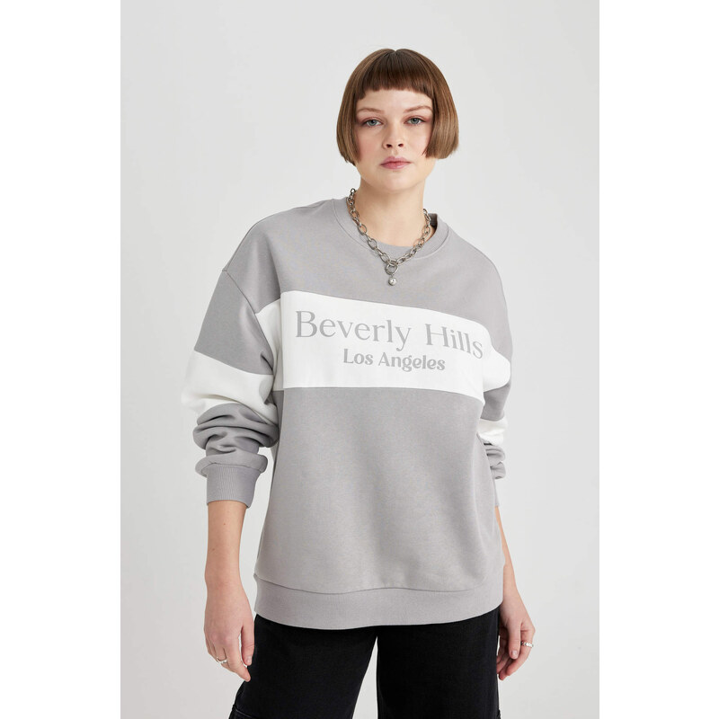 DEFACTO Relax Fit Printed Long Sleeve Sweatshirt