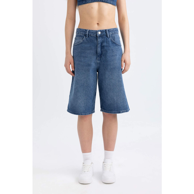 Afra x DeFacto High Waist Bermuda Jean Shorts