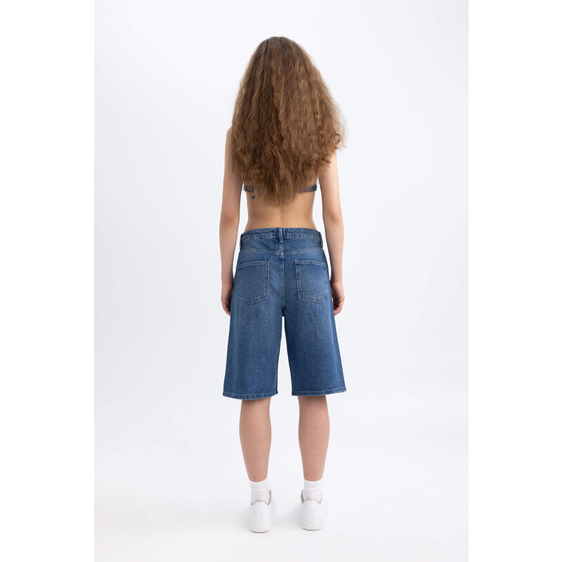 Afra x DeFacto High Waist Bermuda Jean Shorts