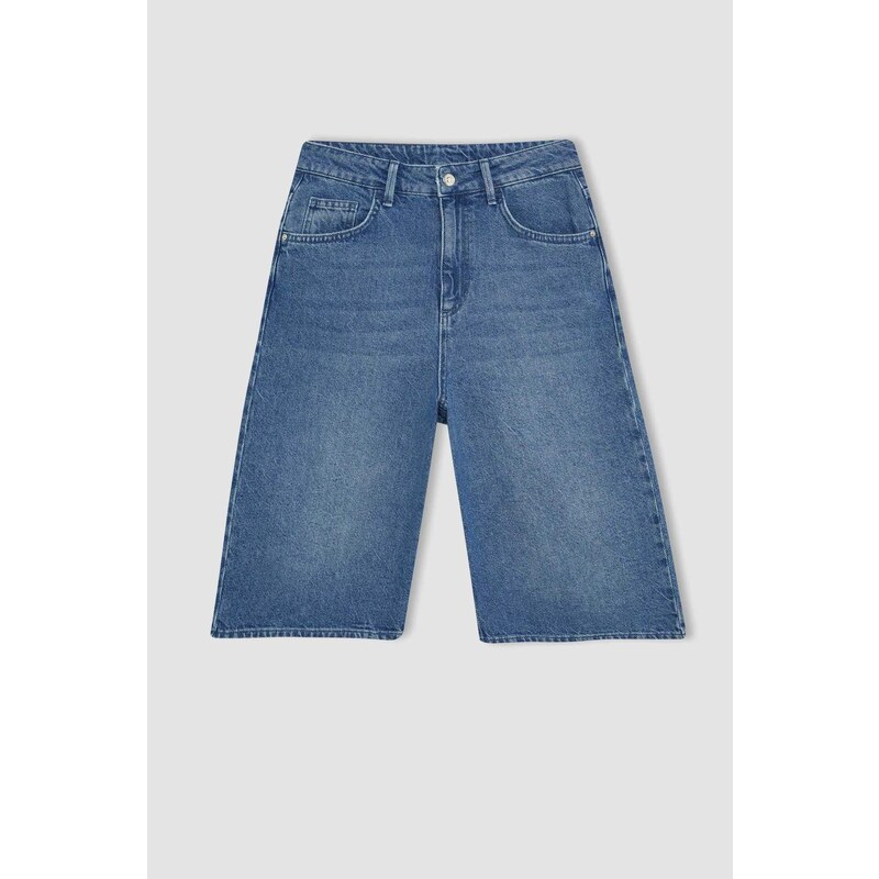 Afra x DeFacto High Waist Bermuda Jean Shorts