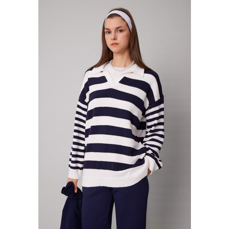 DEFACTO Regular Fit Striped Polo Neck T-Shirt Tunic