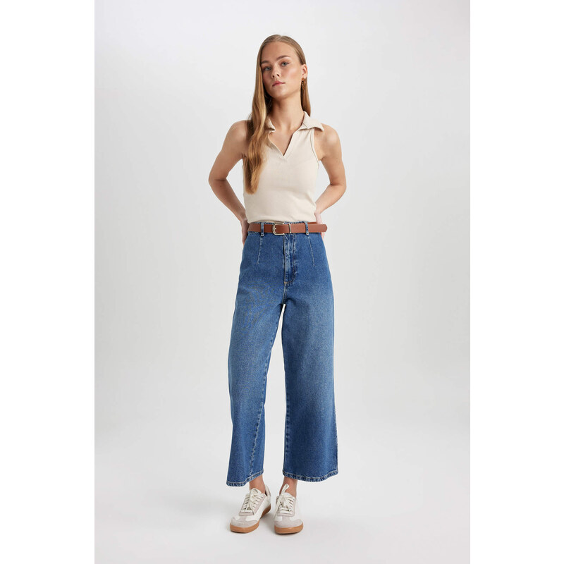 DEFACTO Culotte High Waist Ankle Length Wide Leg Jeans