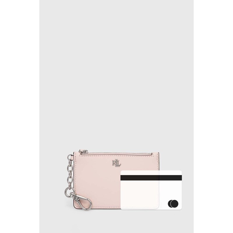 Kožená peněženka Lauren Ralph Lauren růžová barva