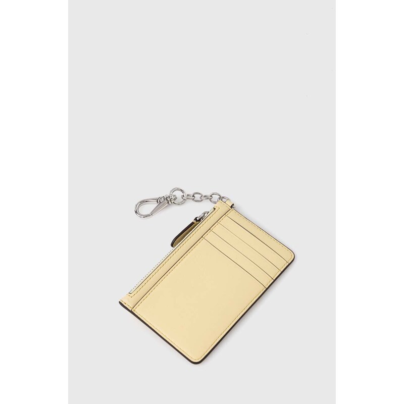Kožená peněženka Lauren Ralph Lauren žlutá barva