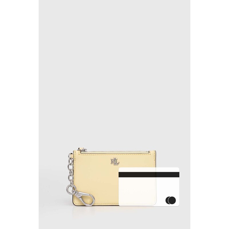 Kožená peněženka Lauren Ralph Lauren žlutá barva