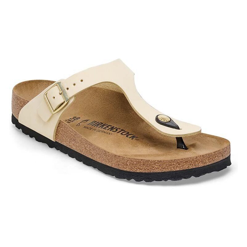 Nubukové žabky Birkenstock Gizeh béžová barva, na plochém podpatku, 1026600