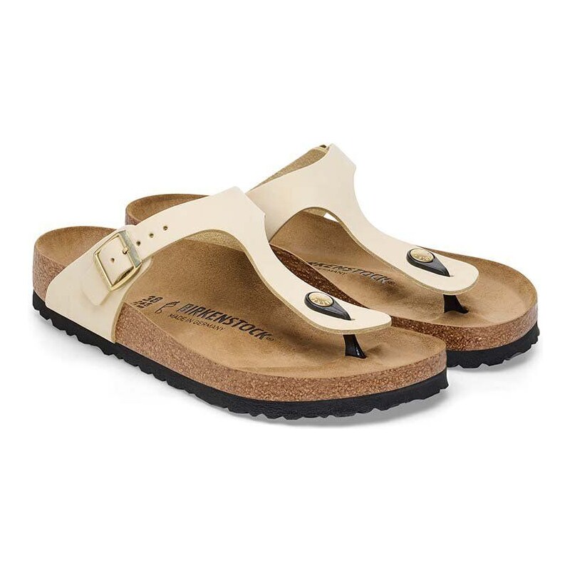 Nubukové žabky Birkenstock Gizeh béžová barva, na plochém podpatku, 1026600