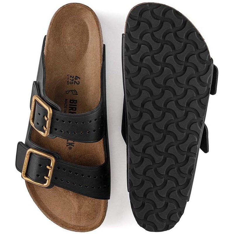 Kožené pantofle Birkenstock Arizona Bold Gap pánské, černá barva, 1022604