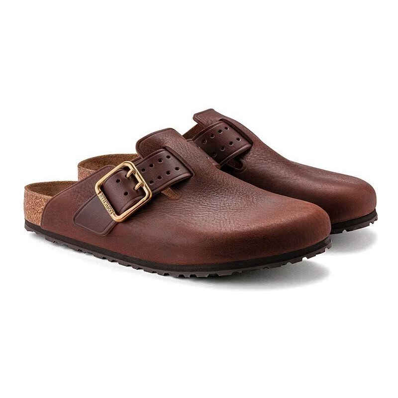 Kožené pantofle Birkenstock Boston Bold Gap pánské, hnědá barva, 1022589