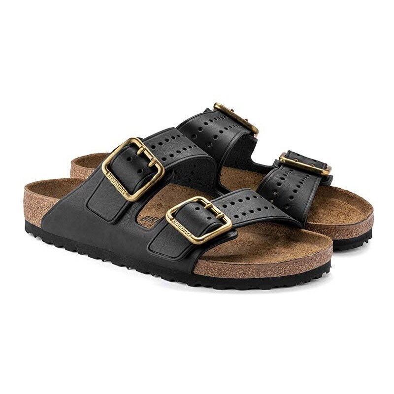 Kožené pantofle Birkenstock Arizona Bold Gap pánské, černá barva, 1022604