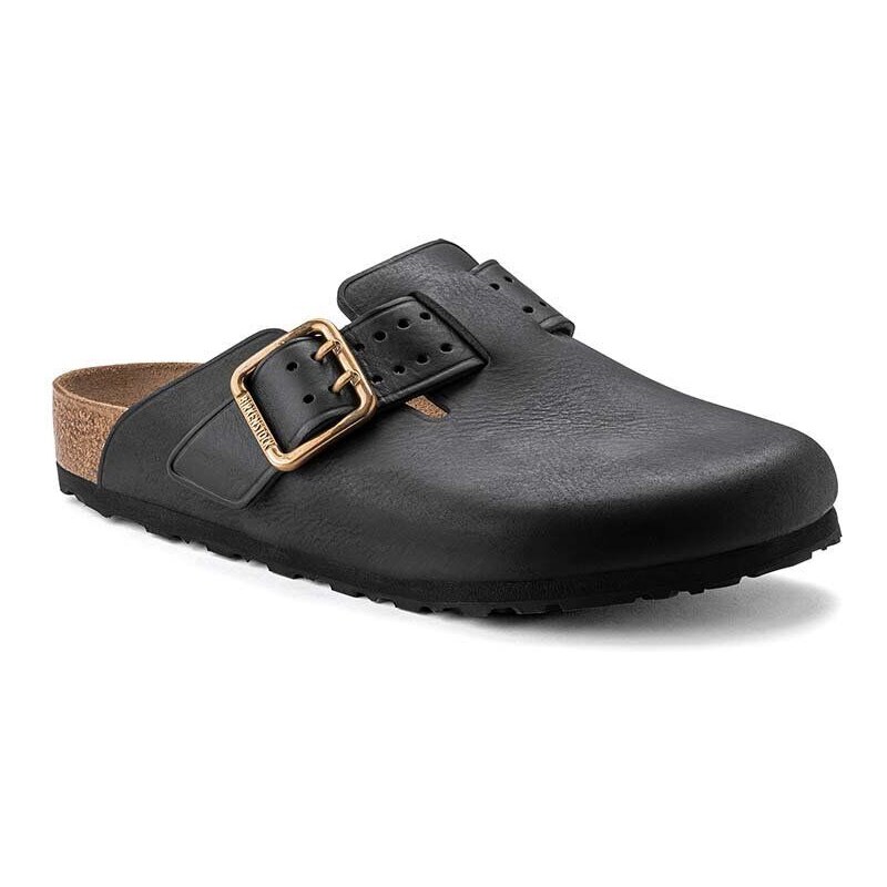 Kožené pantofle Birkenstock Boston Bold Gap pánské, černá barva, 1022577