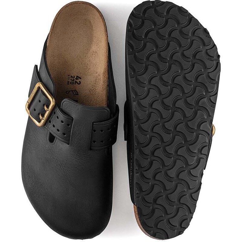 Kožené pantofle Birkenstock Boston Bold Gap pánské, černá barva, 1022577