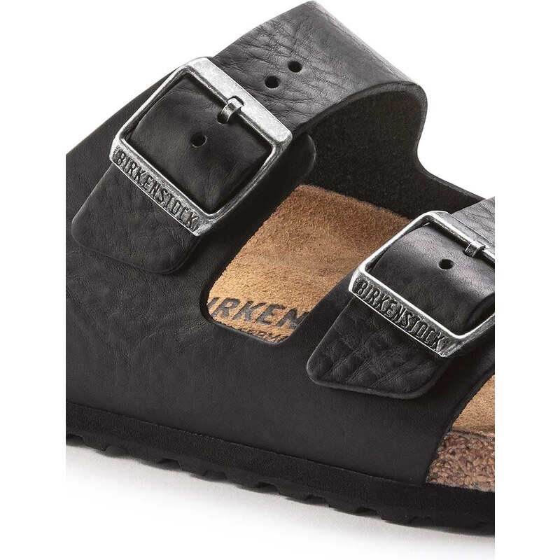 Kožené pantofle Birkenstock Arizona pánské, černá barva