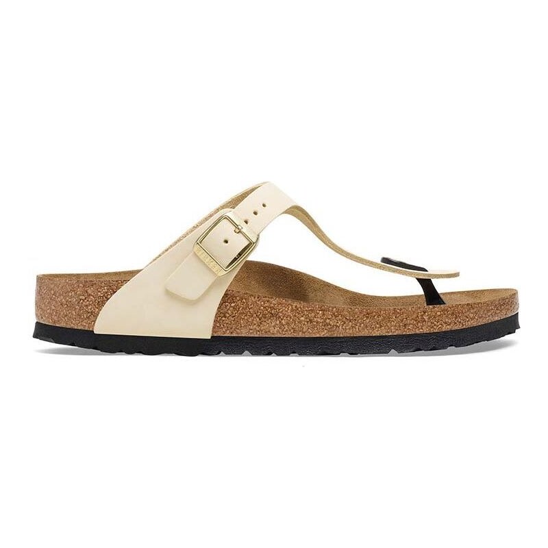 Nubukové žabky Birkenstock Gizeh béžová barva, na plochém podpatku, 1026600