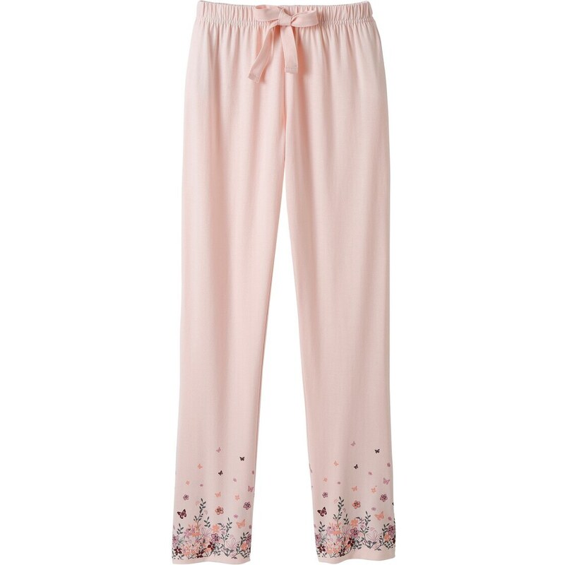 Blancheporte Pyžamové dlouhé kalhoty s květinovým potiskem na koncích nohavic růžová 34/36