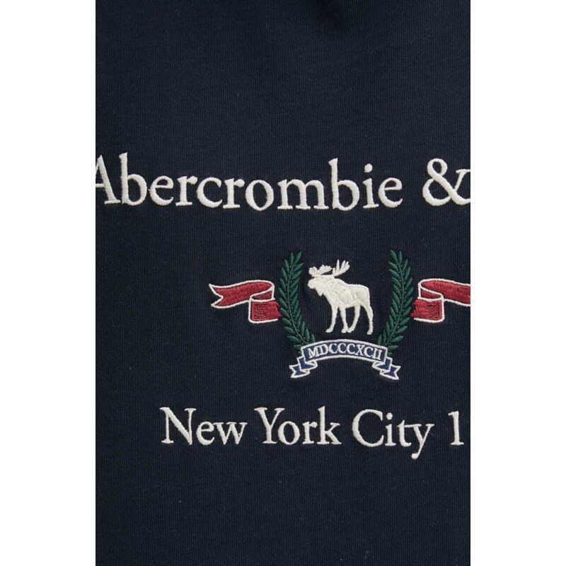 Bavlněné tričko Abercrombie & Fitch černá barva, s aplikací