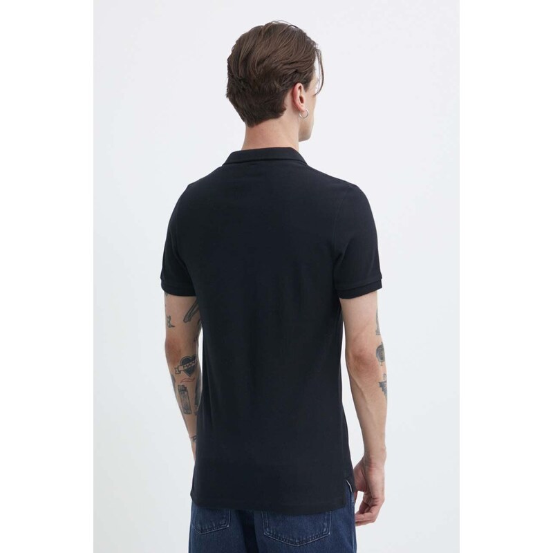Bavlněné polo tričko Superdry černá barva, s aplikací