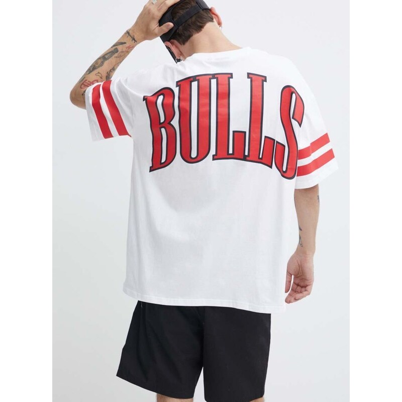 Bavlněné tričko New Era bílá barva, s potiskem, CHICAGO BULLS