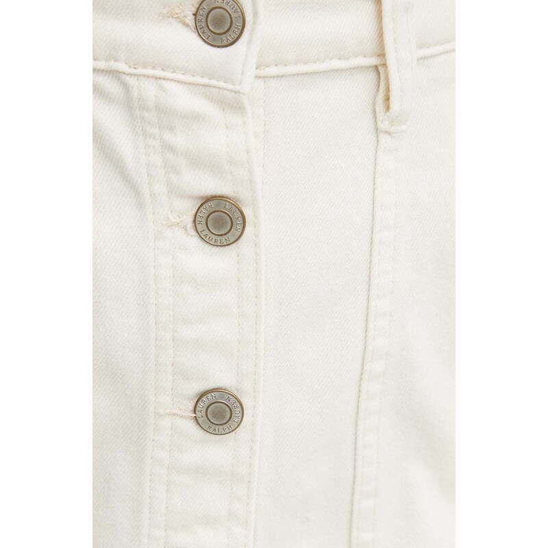 Džínová sukně Lauren Ralph Lauren béžová barva, mini, áčková, 200934630