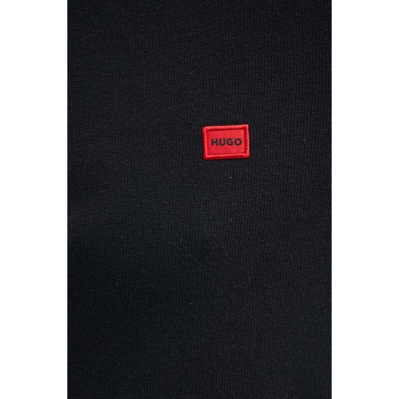 Bavlněný svetr HUGO černá barva, lehký, 50510394