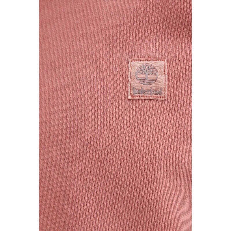 Mikina Timberland pánská, růžová barva, s kapucí, s aplikací, TB0A5U9KEG61